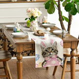 1 x Brand New Artoid Fashion Cat Easter Eggs Easter Table Runner, Seasonal Spring Kitchen Dining Table Decoration Indoor Holiday Party Decor 40x140 cm - RRP €10.73