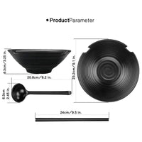 1 x RAW Customer Returns Lanbent 4 Piece Japanese Ramen Bowl Set, Capacity 1000 ml Premium Non-Slip Soup Bowl with Spoon and Chopsticks, Multifunctional Cereal Bowl for Pasta Fruit Noodle Salad, Black - RRP €42.85