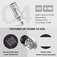 1 x RAW Customer Returns VAPTIO Cosmo Starter Kit 2000 mAh Built-in Battery 25 W Electronic Cigarette with 2.0 ml Tank, Cosmo Coil 2 Pieces 0.7 Ohm 1.0 Ohm, No E-Liquid No Nicotine Black  - RRP €36.89