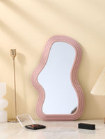 1 x RAW Customer Returns Hosoncovy Irregular Frame Wall Hanging Mirror Decorative Mirror Makeup Mirror Vanity Mirror Wall Decoration for Bathroom Living Room Bedroom Pink  - RRP €31.15