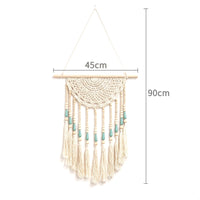 1 x Brand New Macrame Wall Hanging Large Boho Decor Handmade Yarn Woven Art Tapestry for Kids Room, Bedroom, Living Room Blue Beige - RRP €22.8