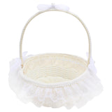 1 x RAW Customer Returns Amosfun Wedding Flower Basket Decorative Lace Wedding Flower Girl Baskets Portable Gift Basket for Wedding Ceremony Party White  - RRP €25.91