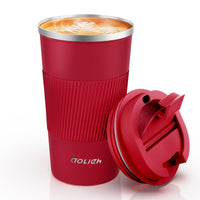 1 x RAW Customer Returns Aolieh thermal mug, coffee mug with leak-proof lid, thermal mug, insulated mug, stainless steel travel mug, coffee mug to go for hot and cold water, coffee, tea 510 ml, red  - RRP €16.99