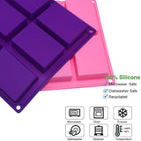 1 x RAW Customer Returns Rectangle Silicone Soap Molds, Homemade Soap Molds, 6 Cavity Cake Baking Molds, Chocolate Bar Molds, DIY Soap Making Trays for Crafting Pink Purple  - RRP €14.17