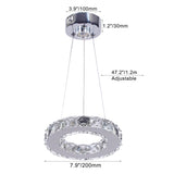 1 x RAW Customer Returns CXGLEAMING Modern Crystal Mini Chandelier Light LED Pendant Lighting Round Ring Adjustable Stainless Steel Ceiling Light Hanging Lights for Dining Room Kitchen Island Hallway - RRP €35.99