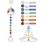 2 x Brand New Crystal Tree of Life Ornaments Crystal Suncatcher 7 Chakra Ornament Tree Life Stones Crystal Ball Pendant Outdoor Garden Decoration Car Decorative Stones Prism Chakras - RRP €40.8