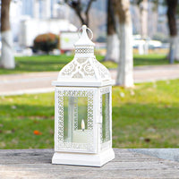 1 x RAW Customer Returns TRIROCKS Hanging Candle Lantern with Metal Ring 32cm High Moroccan Tealight Holder Glass Grave Lantern Vintage Window Decoration for Outdoor Balcony Garden Indoor House Living Room Christmas Small, Cream  - RRP €29.98