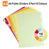 1 x RAW Customer Returns  10 pieces Folder Register A4 Folder Dividers 10 Part-10 Colors Dividers for Folders A4 11 Holes Punched with Digital Covers Folder Register Index Divider - RRP €21.17