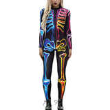 1 x Brand New Idgreatim Women s Halloween Costume 3D Printed Long Sleeve Tight Skeleton Outfit Cosplay Costume - RRP €24.19