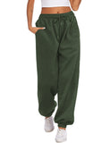 1 x RAW Customer Returns Hotouch women s jogging pants long jogger pants with high waist sweatpants drawstring waffle pattern training pants army green S - RRP €30.24