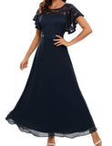 1 x RAW Customer Returns DRESSTELLS Cocktail Dress Women s Elegant with Sleeves Evening Dress Long Elegant for Wedding Bridesmaid Dresses Navy L - RRP €65.47