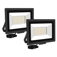 1 x RAW Customer Returns RIGIDON 2x 50W Outdoor Lights, 5000 Lumens LED Spotlight, Security Lights, Outdoor LED Floodlight, LED Spotlights Lamp Natural White Light 4000K, IP66 for Garden Courtyard Garage Square Workshop - RRP €27.99