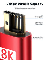 1 x RAW Customer Returns JSAUX 8K HDMI Cable 5meter 2 Pack, HDMI 2.1 Cable 48Gbps Highspeed HDMI Cable, 4K 120Hz 144Hz, 8K 60Hz, HDCP 2.2 2.3, HDR 10, eARC Compatible with Laptop Monitor UHD TV PS5 PS4 Dolby -Red - RRP €26.21