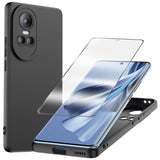 1 x RAW Customer Returns for Oppo Reno 10 Reno 10 Pro 5G Case, 1 Piece Tempered Glass Screen Protector Silicone Cell Phone Case, Shockproof Protective Case, Black - RRP €21.6