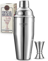 1 x RAW Customer Returns Cocktail Shaker, STNTUS 750ml Cocktail Shaker, Bar Accessories, Cocktail Mixer with Jigger, Stainless Steel, Cocktail Set, Cocktail Gift Set, 2 Pieces - RRP €17.14