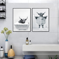 1 x Brand New DLKAJFK Bathroom pictures Animals in the bathtub paintings, black and white animal in the bathroom pictures for bathroom poster home decor, without frame 50 x 70 cm 2  - RRP €24.19