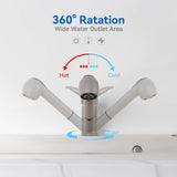 1 x RAW Customer Returns Extendable kitchen tap, Auralum kitchen tap with extendable shower, kitchen mixer tap with 2 jet types, 360 swiveling kitchen tap, high pressure kitchen sink tap, granite grey - RRP €40.33