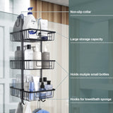 2 x Brand New Duwee Shower Caddy Hanging 3-Tier, Over Door Shower Caddy Bathroom Shelf Large, Rustproof Shower Storage Basket Organizer No Drilled, for Shampoo, Shower Gel, Black - RRP €41.98