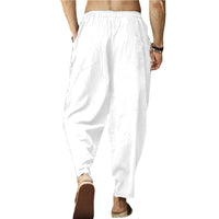 1 x RAW Customer Returns Cooleep Men s Summer Linen Pants Casual Lightweight Stretch Yoga Beach Trousers White XXL - RRP €26.53