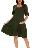 1 x RAW Customer Returns Smallshow Women s Maternity Dress Short Sleeve Summer Pregnancy Maternity Wear Dress Army Green M - RRP €34.99