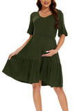 1 x RAW Customer Returns Smallshow Women s Maternity Dress Short Sleeve Summer Pregnancy Maternity Wear Dress Army Green M - RRP €34.99