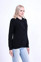 1 x RAW Customer Returns SMILING PINKER Women s Cardigan Long Sleeve Round Neck Sweater Jacket with Buttons and Pockets Black, S  - RRP €31.99