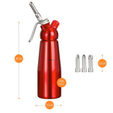 1 x RAW Customer Returns Amazy cream dispenser including 3 stainless steel nozzles 2 cleaning brushes professional cream siphon made of aluminum for the preparation of whipped cream, cream, mousse, espuma Co. Red 500 ml  - RRP €18.19