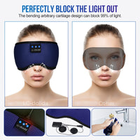 1 x RAW Customer Returns LC-dolida Sleep Mask with Headphones Side Sleepers 100 Blackout Sleep Mask Bluetooth Washable Light Blocking Sleeping Glasses with Microphone for Travel Nap Yoga Meditation Sleeping Blue  - RRP €19.15