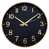 1 x RAW Customer Returns HZDHCLH Radio Controlled Clock 30 cm Large Dial Wall Clock Silent, Suitable for School, Home, Wall Decoration Black Gold  - RRP €37.99