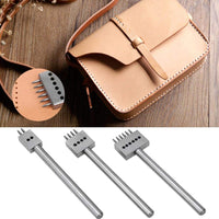 1 x RAW Customer Returns MAGT Leather Punch Tool, Leather Prongs 3-Piece Prong Chisel Silver Tool Steel 2 4 6 Prongs DIY Handmade Leather Hole Punch 6MM  - RRP €15.69