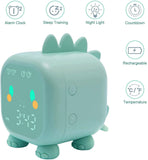 1 x RAW Customer Returns Monodeal Cute Alarm Clock for Kids Multifunctional Adjustable Night Light Countdown Timer Voice Control Clock Rechargeable Green - RRP €20.4