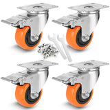 1 x RAW Customer Returns WBD WEIBIDA furniture castors 75mm with 4 brakes, double locking 360-degree polyurethane swivel castors heavy duty with 450kg load capacity, silent castors for furniture transport, table, cabinet, set of 4 - RRP €30.24