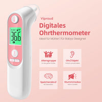 1 x RAW Customer Returns Ear thermometer for baby adults, ear thermometer with age precision and color-coded temperature display, digital infrared thermometer with 21 disposable protective caps black  - RRP €24.19