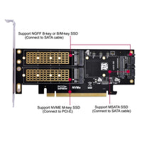 1 x RAW Customer Returns chenyang CY Dual SATA PCI Express PCI-E 3.0 to NGFF NVME M.2 MSATA M Key B M Key SSD Card Adapter 3in1 - RRP €20.89