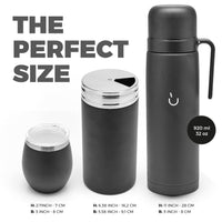 1 x RAW Customer Returns balibetov Complete Yerba Mate Set Modern Mate Gourd, Thermos, Yerba Container, Two Bombillas and Cleaning Brush Included All Premium Quality 304 18 8 Stainless Steel Black  - RRP €52.99