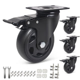 1 x RAW Customer Returns RRIUTO 4 swivel castors with bolts, 100 mm transport castors with brakes, beach chair castors, furniture castors, heavy-duty castors for furniture, trolleys, tables, load capacity 600KG - RRP €35.99