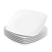 1 x RAW Customer Returns MALACASA, Julia series, plate set for 6 people, modern, 6-piece white porcelain dinner plate, 24.8 cm small dinner plate - RRP €33.26