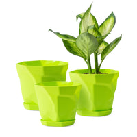 1 x Brand New SUN-E Plant Pots Succulent Planters for All Indoor Plants Flower Pots with Saucers and Drainage Holes Home Decorative Plants Lovers Gift 20 17 15CM Set of 3 Green Grass  - RRP €20.4