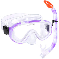 1 x RAW Customer Returns Children s Snorkel Set Snorkeling Diving Goggles with 180 Panoramic Field of View Diving Mask Snorkel Mask Diving Set Waterproof Snorkel Goggles for Boys Girls Purple  - RRP €15.11