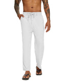 1 x RAW Customer Returns YAOBAOLE Casual Linen Trousers Men s Winter Linen Trousers Long Loose Fit Linen Leisure Trousers Men s White XL - RRP €27.2