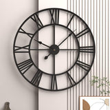 1 x RAW Customer Returns GUDEMAY Large Vintage Wall Clock XXL Diameter 50 cm Diameter - Retro Country House Style, Silent, Roman Numerals, Metal Decorative Wall Clock for Living Room, Kitchen, Bedroom - Black - RRP €49.68