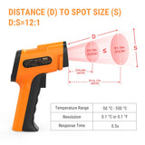 1 x RAW Customer Returns ThermoPro TP30 infrared thermometer laser temperature measuring device -50 C 550 C Emissivity adjustable MAX MIN AVG readings NOT for humans Ideal for air conditioning, car engine, underfloor heating - RRP €18.67