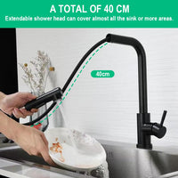 5 x Brand New Mineup Kitchen Faucet Black, Low Pressure Kitchen Faucet Black, Kitchen Sink Faucet Made of Stainless Steel, Kitchen Pull Out Faucet, 360 Rotatable Kitchen Faucet Low Pressure - RRP €186.5