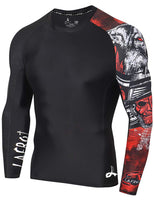 1 x RAW Customer Returns LAFROI Men s Rash Guard Long Sleeve UPF 50 Compression Shirt CLYYB Asym Warrior XL - RRP €24.44