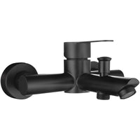 1 x RAW Customer Returns Tecmolog bathroom fittings single-lever shower mixer stainless steel bathtub faucet shower fitting black surface-mounted, black, SNA516B - RRP €63.22