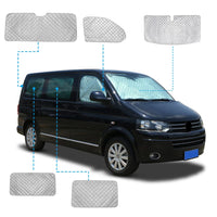 1 x RAW Customer Returns Car Windshield Sun Shade Replacement for VW T5 T6, 8PCS Sunshade Windshield Protection Set, Internal Thermal Blind Window Set with Storage Bag, 100 Occlusion 8PCS-LWB  - RRP €128.99