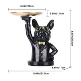 1 x RAW Customer Returns suruim French Bulldog Tray Decoration Statue, Dog Sculpture, Dog Decorative Figure Storage Tray Statue With Tray Black -1  - RRP €29.71