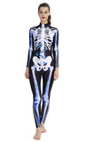 1 x RAW Customer Returns AIDEAONE Halloween Costume Women s Skeleton Unitard Jumpsuit Bone Skeleton Thin Catsuit Black S - RRP €25.54