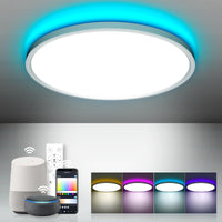 1 x RAW Customer Returns WAYRANK LED ceiling light dimmable, RGB ceiling lamp round with remote control and app control, color changing bathroom panel compatible with Alexa Google Home, IP44, 36W, 30cm - RRP €40.39