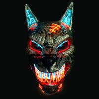 1 x RAW Customer Returns Original Cup LED Mask Wolfman Rigid Plastic 3 flashing modes LED mask Halloween neon 100 Horror 100 fun - RRP €28.99